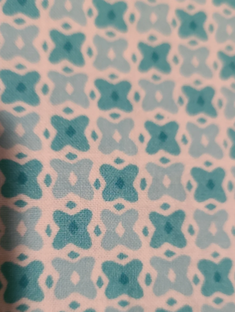 Fabric Abstract Flower Teal White Quilting Sewing Crafting Over Classic Cottons